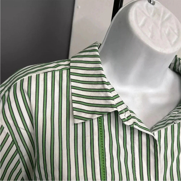 Tommy Hilfiger Women's‎ 42 (L) Button Shirt Green Stripped Preppy Colorful - Picture 4 of 11